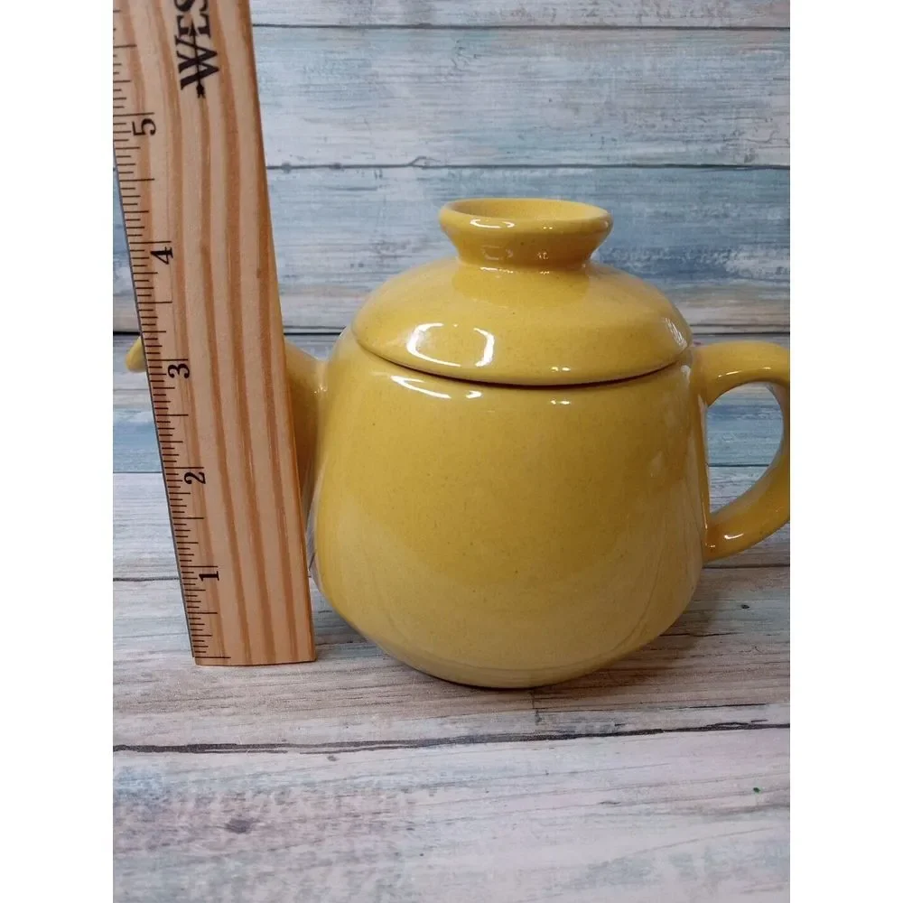 Vintage Frankoma Pottery Teapot‎ Yellow 2 Cup Mid Century Modern 6J